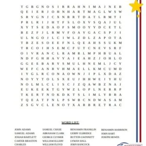 Signers of the Declaration of Independence Word Search 1