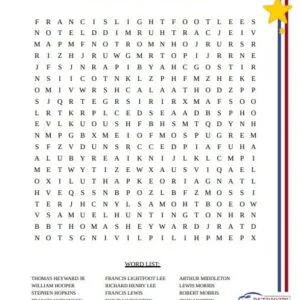 Signers of the Declaration of Independence Word Search 2