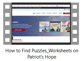 How to Find Puzzles and Worksheets on Patriot’s Hope video