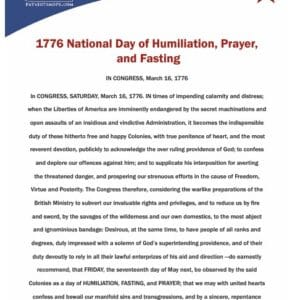 1776 National Day of Humiliation, Prayer, and Fasting