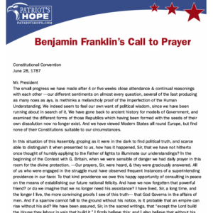 Benjamin Franklin’s Call to Prayer